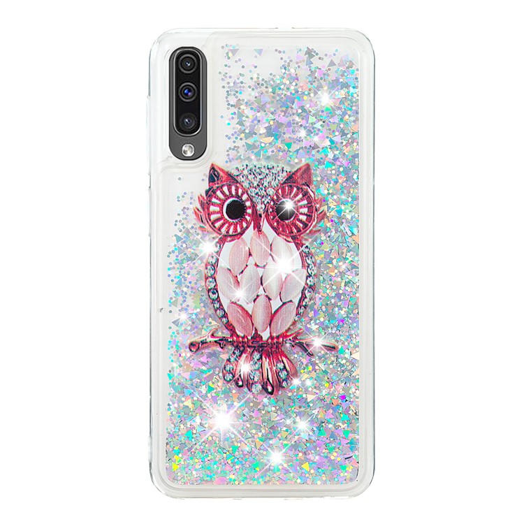 Dynamic Glitter Powder Sequins TPU Phone Shell for Samsung Galaxy A50 - Owl-2