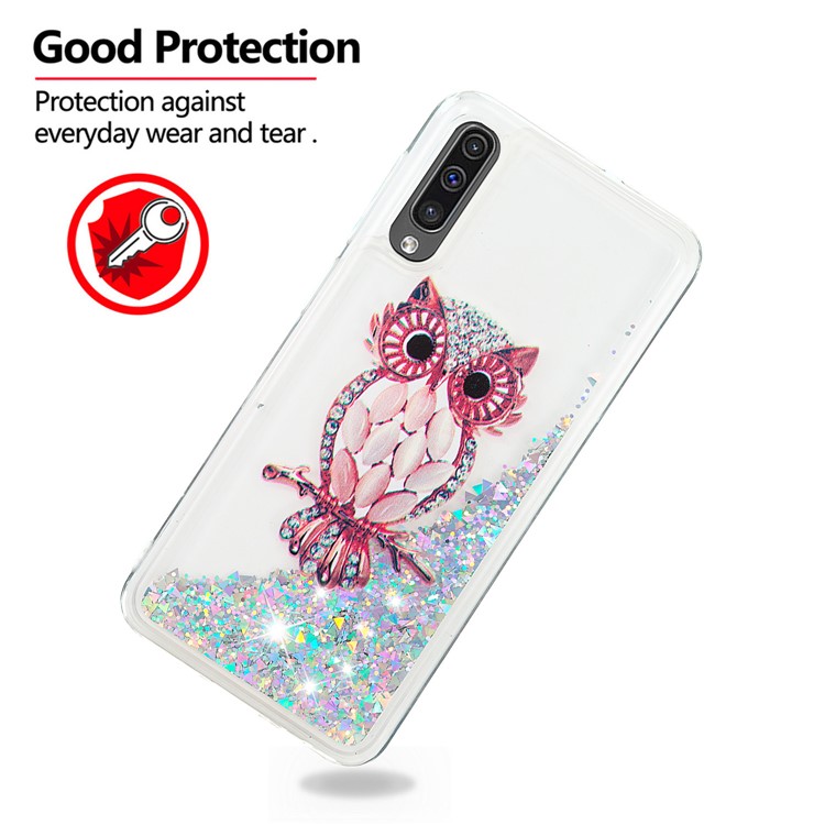 Dynamic Glitter Powder Sequins TPU Phone Shell for Samsung Galaxy A50 - Owl-4