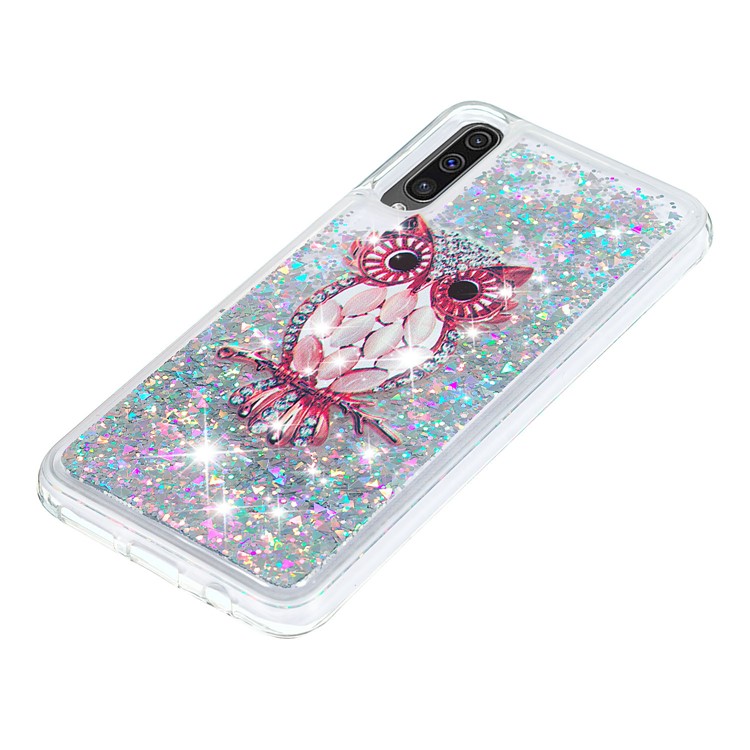 Dynamic Glitter Powder Sequins TPU Phone Shell for Samsung Galaxy A50 - Owl-6