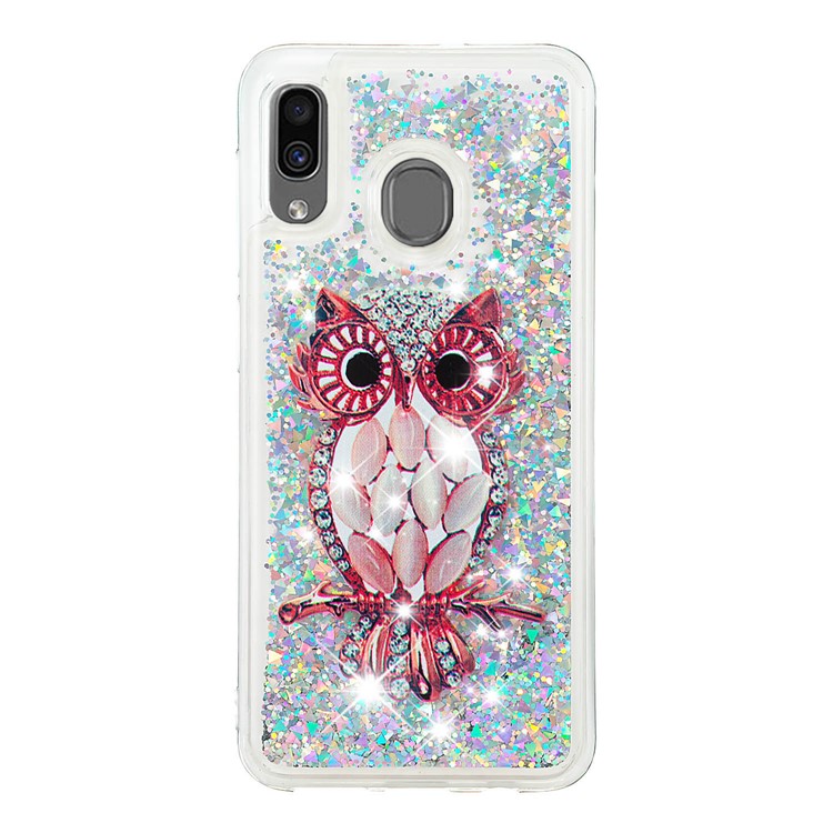 Dynamic Glitter Powder Sequins TPU Phone Case for Samsung Galaxy A30/A20 - Owl-2