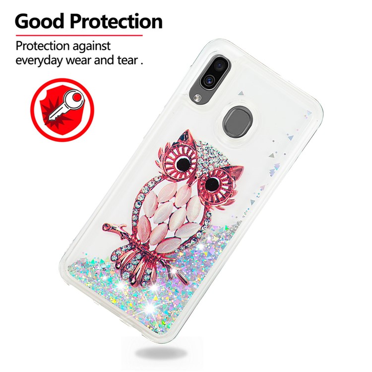 Dynamic Glitter Powder Sequins TPU Phone Case for Samsung Galaxy A30/A20 - Owl-4