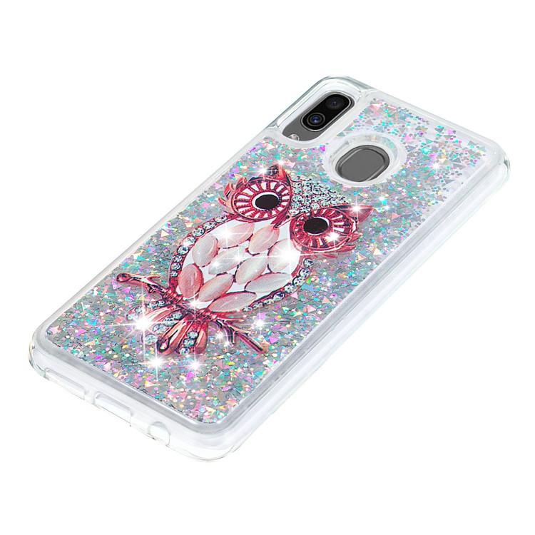 Dynamic Glitter Powder Sequins TPU Phone Case for Samsung Galaxy A30/A20 - Owl-6