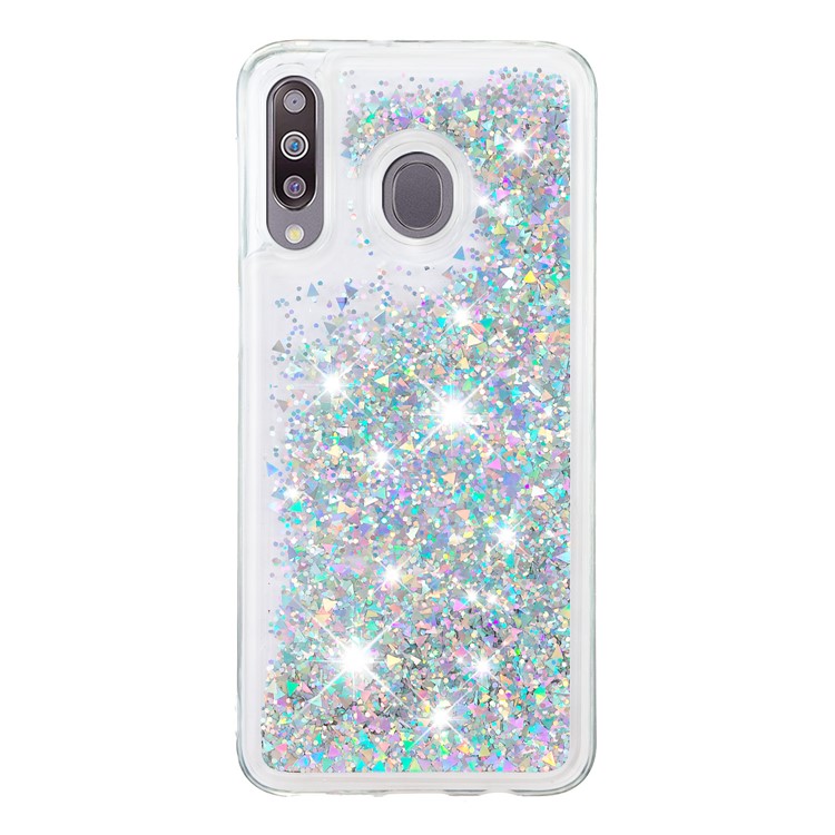 Dynamic Glitter Powder Sequins TPU Back Casing for Samsung Galaxy M30/A40s - Silver-2