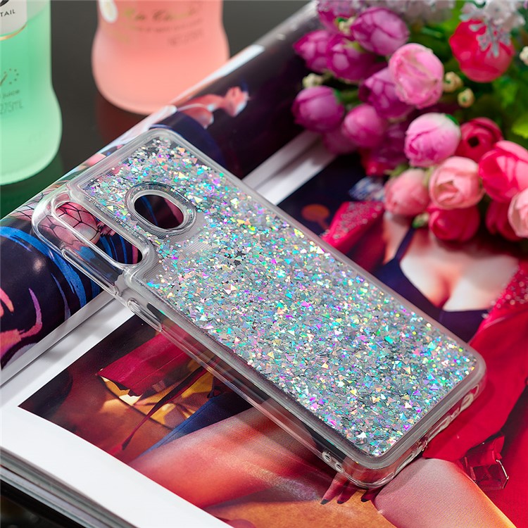 Dynamic Glitter Powder Sequins TPU Back Casing for Samsung Galaxy M30/A40s - Silver-7