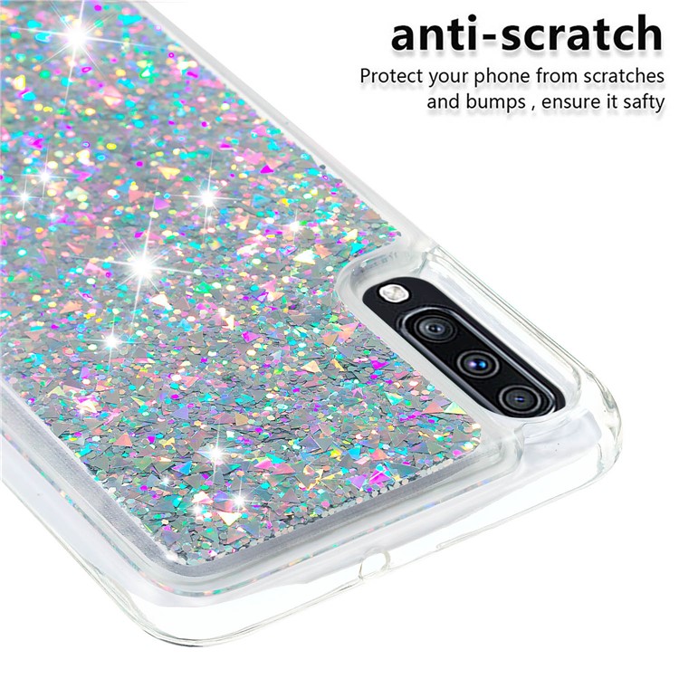 Dynamic Glitter Powder Sequins TPU Shell for Samsung Galaxy A70 - Silver-5