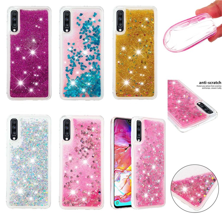 Dynamic Glitter Powder Sequins TPU Shell for Samsung Galaxy A70 - Silver-8