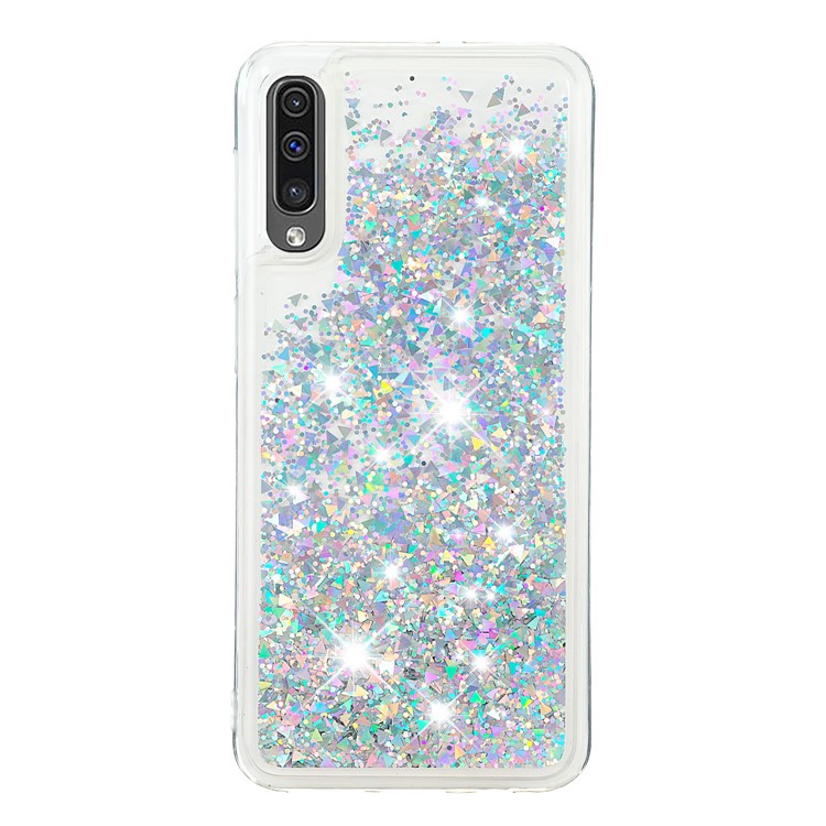 Dynamic Glitter Powder Sequins TPU Back Casing for Samsung Galaxy A50 - Silver-2