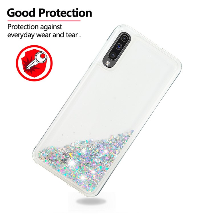 Dynamic Glitter Powder Sequins TPU Back Casing for Samsung Galaxy A50 - Silver-4