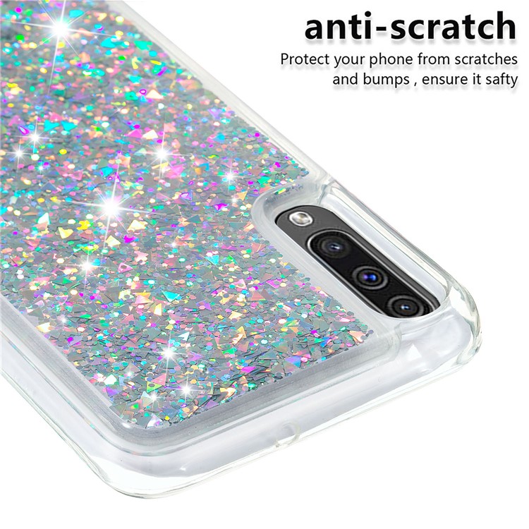 Dynamic Glitter Powder Sequins TPU Back Casing for Samsung Galaxy A50 - Silver-5