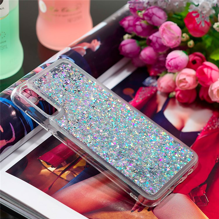 Dynamic Glitter Powder Sequins TPU Back Casing for Samsung Galaxy A50 - Silver-7