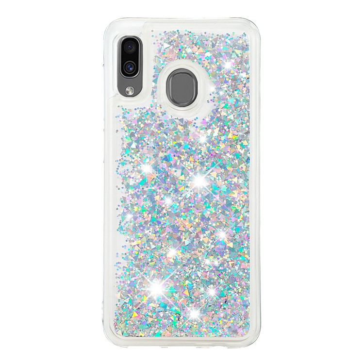 Dynamic Glitter Powder Sequins TPU Case for Samsung Galaxy A30/A20 - Silver-2