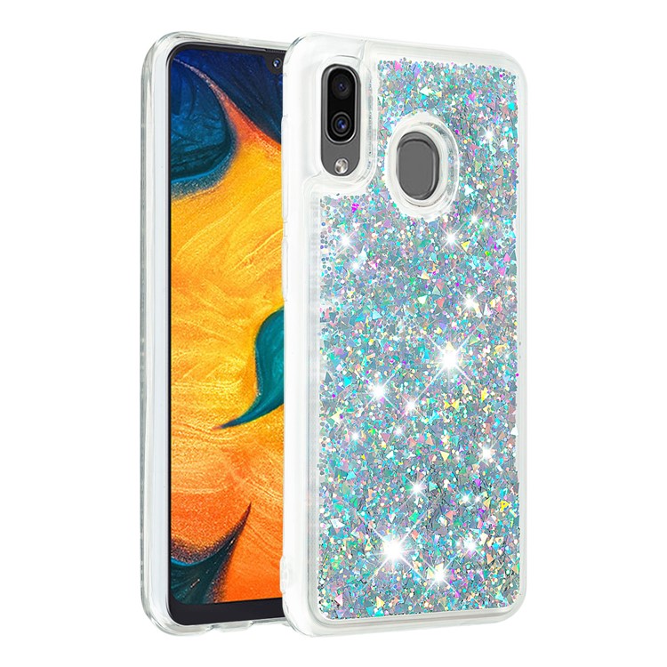 Dynamic Glitter Powder Sequins TPU Case for Samsung Galaxy A30/A20 - Silver-3