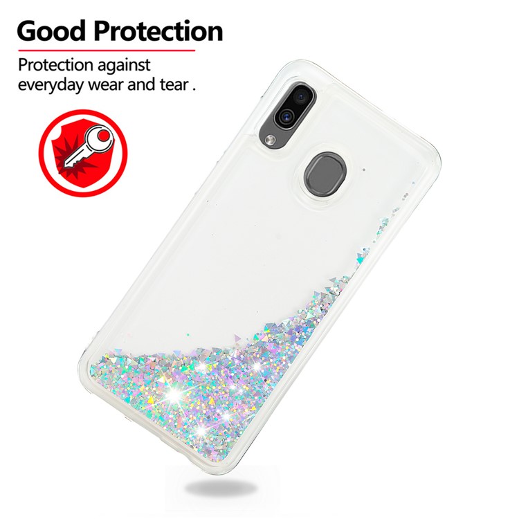 Dynamic Glitter Powder Sequins TPU Case for Samsung Galaxy A30/A20 - Silver-4