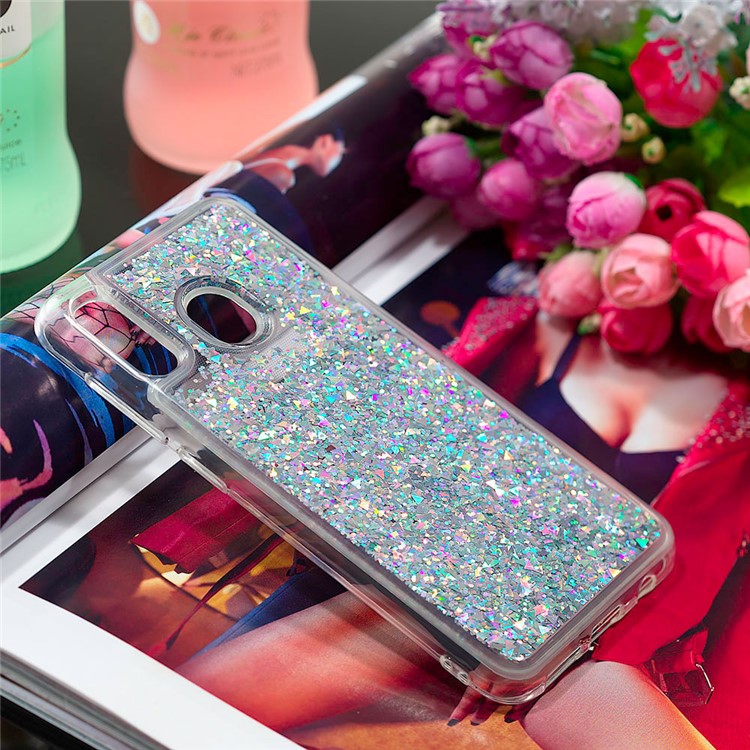 Dynamic Glitter Powder Sequins TPU Case for Samsung Galaxy A30/A20 - Silver-7