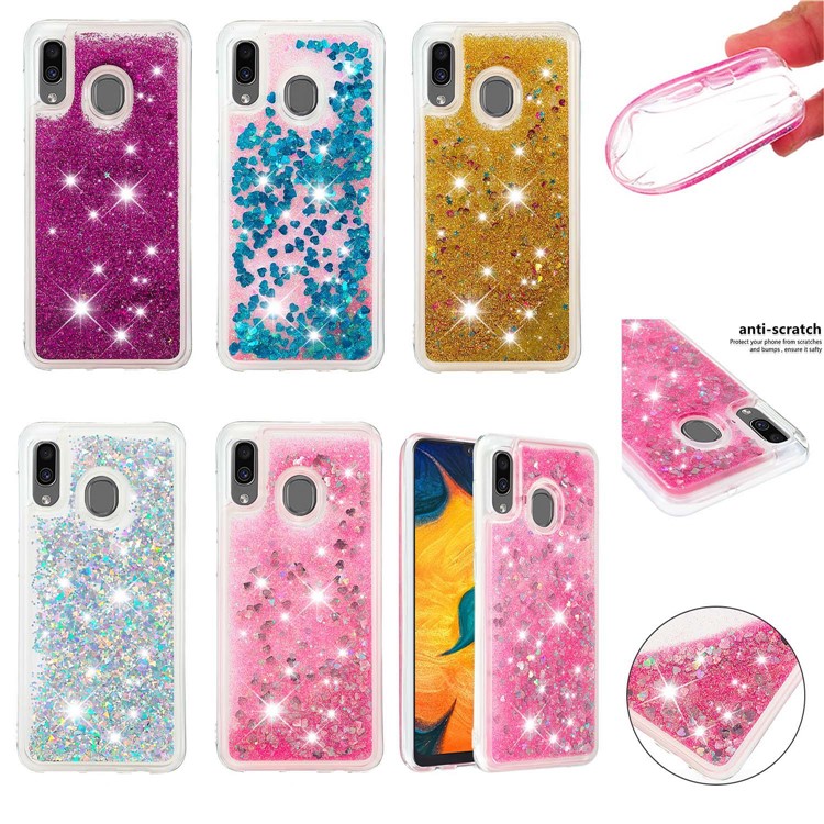 Dynamic Glitter Powder Sequins TPU Case for Samsung Galaxy A30/A20 - Silver-8