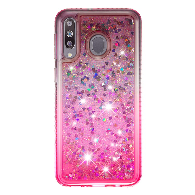 Rhinestone Decor Gradient Glitter Powder Quicksand TPU Shell for Samsung Galaxy M30/Galaxy A40s - Brown/Red-2