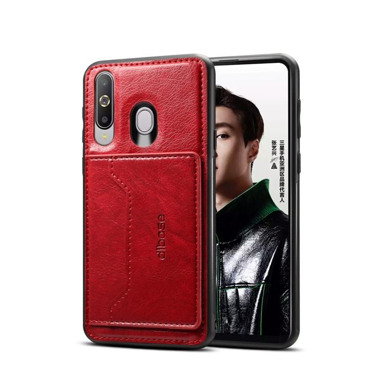 

Crazy Horse Leather Coated+TPU+PC Case with Card Holder Kickstand for Samsung Galaxy A60 - Red, Galaxy A60