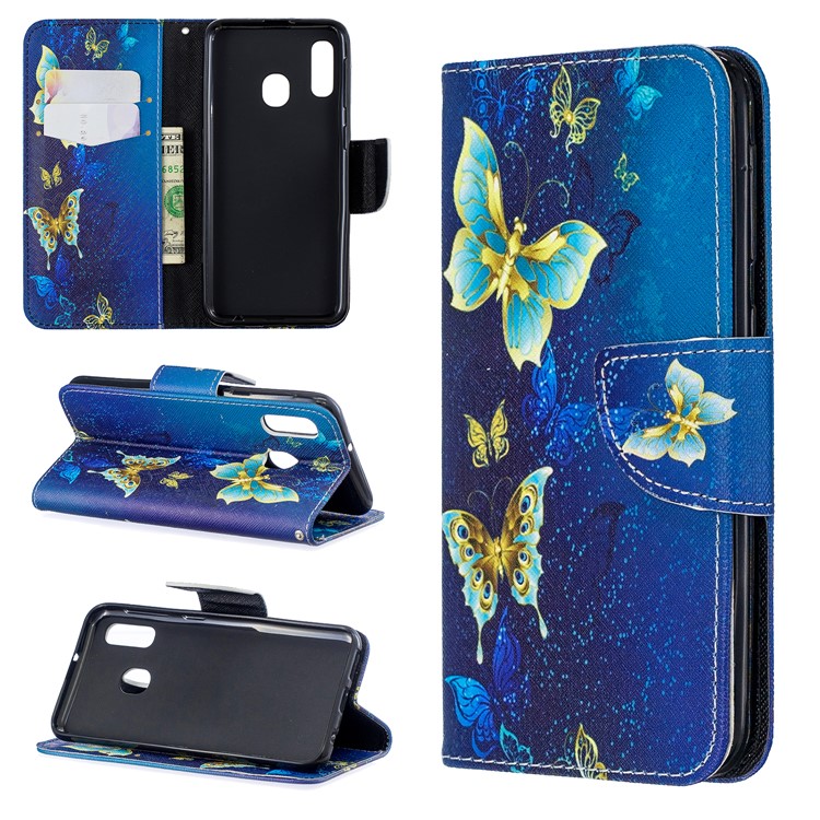 Pattern Printing Leather Wallet Case for Samsung Galaxy A20e - Butterfly Pattern-1