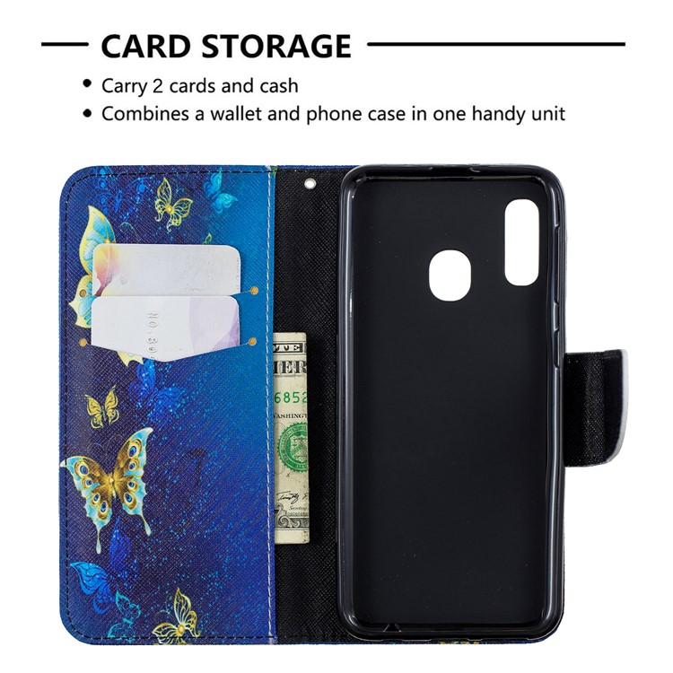 Pattern Printing Leather Wallet Case for Samsung Galaxy A20e - Butterfly Pattern-6