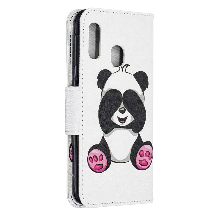 Pattern Printing Leather Wallet Case for Samsung Galaxy A20e - Cute Panda-3