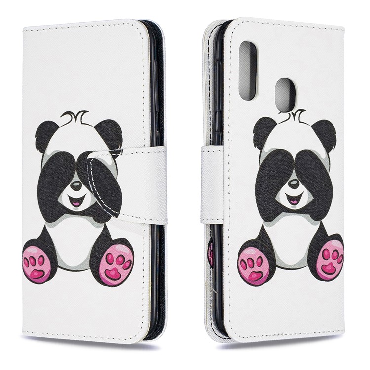 Pattern Printing Leather Wallet Case for Samsung Galaxy A20e - Cute Panda-4