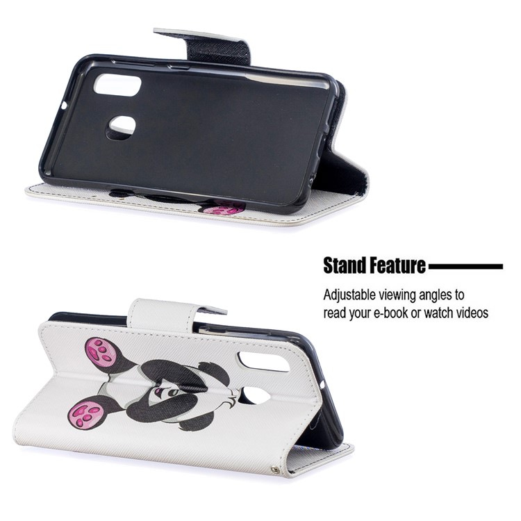 Pattern Printing Leather Wallet Case for Samsung Galaxy A20e - Cute Panda-5