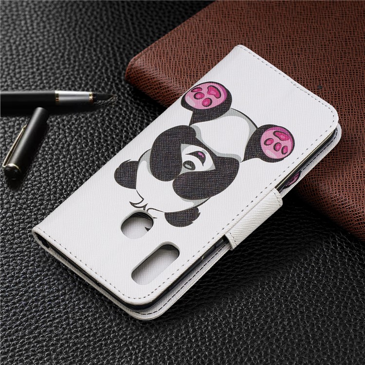Pattern Printing Leather Wallet Case for Samsung Galaxy A20e - Cute Panda-8