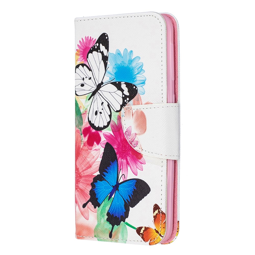 Pattern Printing Leather Wallet Case for Samsung Galaxy A20e - Vivid Butterflies-2