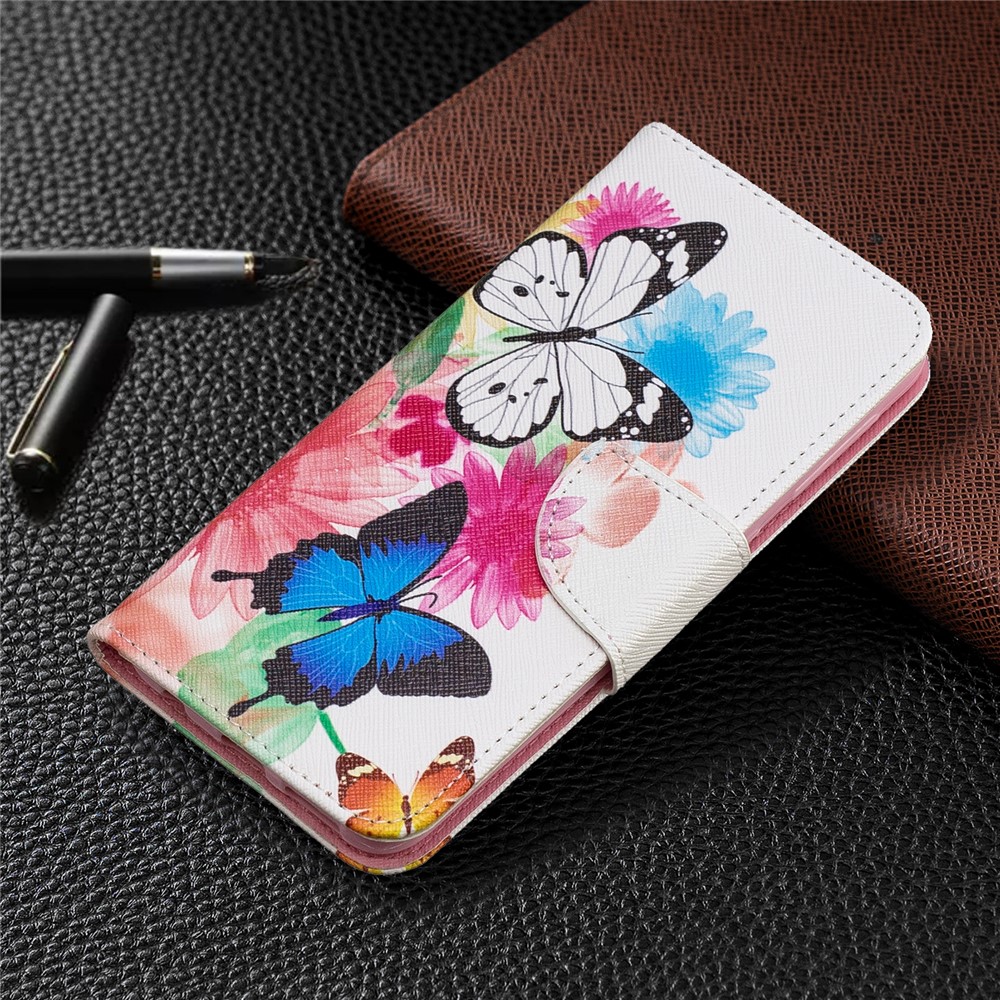 Pattern Printing Leather Wallet Case for Samsung Galaxy A20e - Vivid Butterflies-7