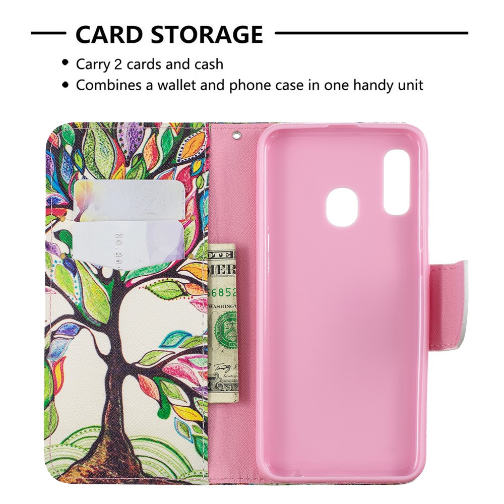 Custodia A Portafoglio In Similpelle Per Samsung Galaxy A20e - Albero Colorito-6