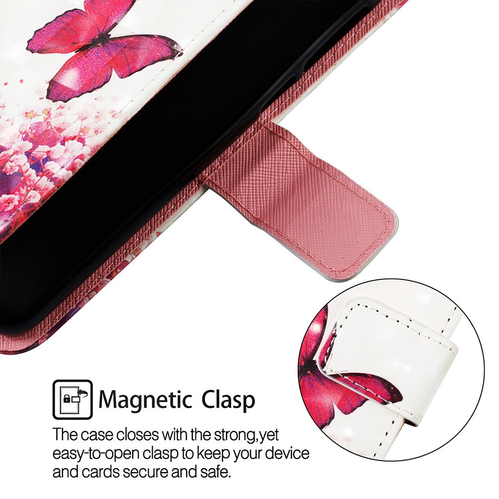 Motif Imprimerie Claire Décor Décor de Portefeuille en Cuir Pour Samsung Galaxy S10 5G - Papillon et Fleur