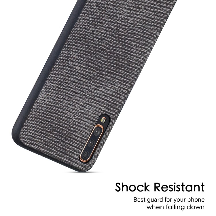 For Samsung Galaxy A70 Denim TPU+PU Leather Phone Case Cover - Black-4