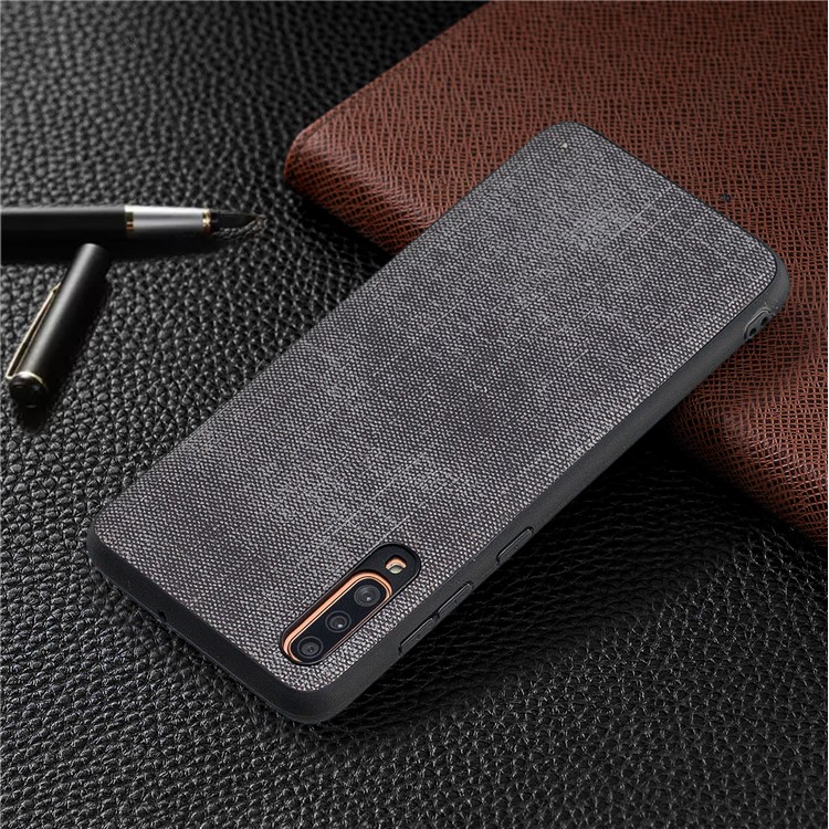 For Samsung Galaxy A70 Denim TPU+PU Leather Phone Case Cover - Black-8