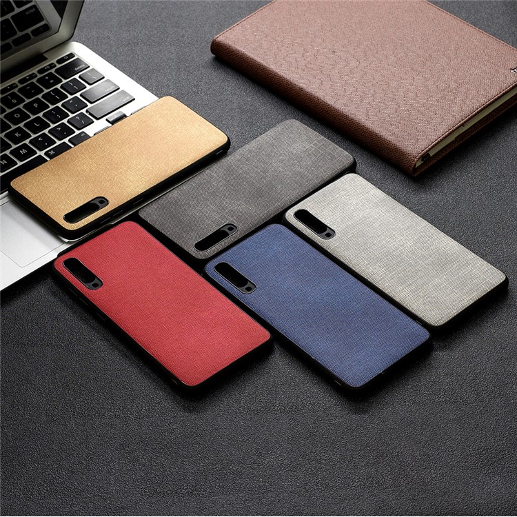 For Samsung Galaxy A70 Denim TPU+PU Leather Phone Case Cover - Black-9