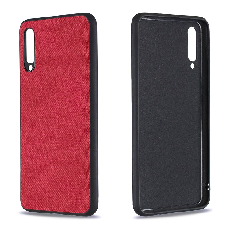 Para Samsung Galaxy A50 Denim TPU + PU Cubierta De La Caja Del Teléfono De Cuero - Rojo-1