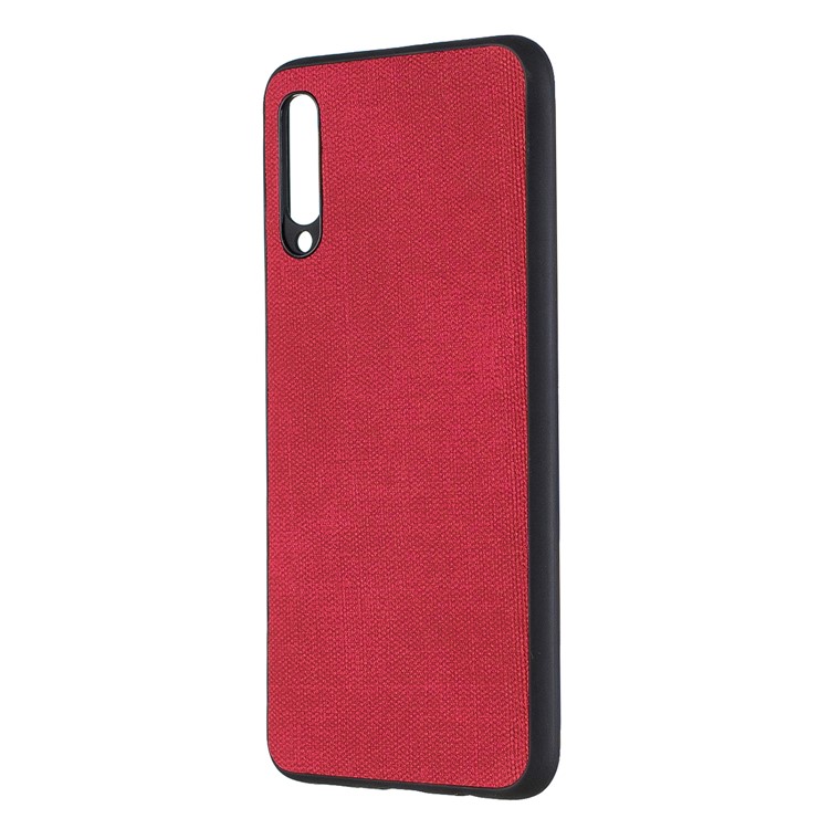 Para Samsung Galaxy A50 Denim TPU + PU Cubierta De La Caja Del Teléfono De Cuero - Rojo-2