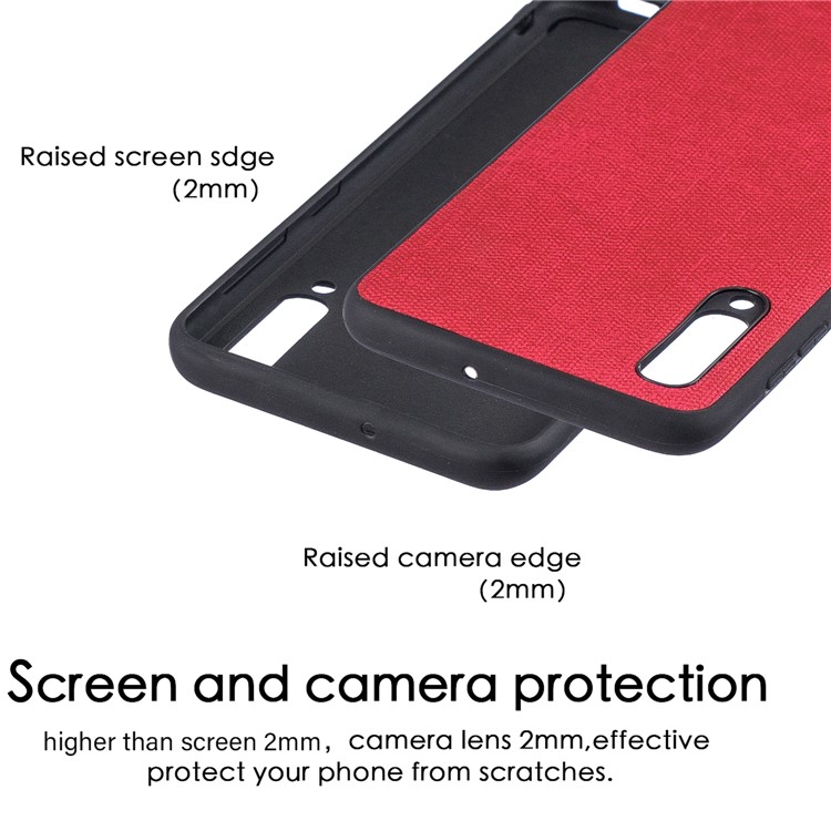 Para Samsung Galaxy A50 Denim TPU + PU Cubierta De La Caja Del Teléfono De Cuero - Rojo-3