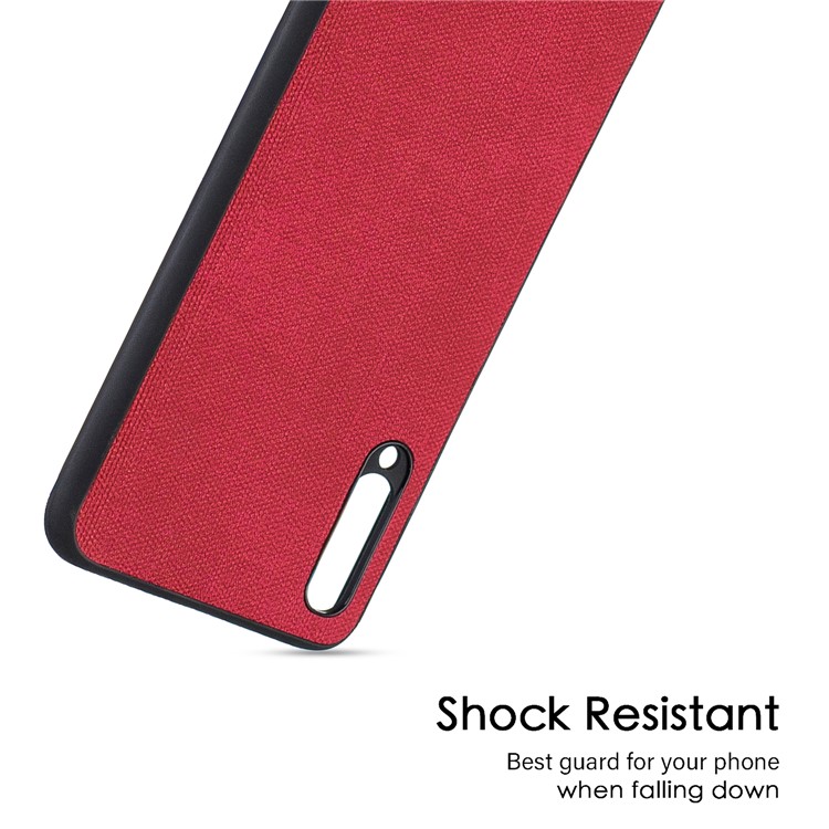 Para Samsung Galaxy A50 Denim TPU + PU Cubierta De La Caja Del Teléfono De Cuero - Rojo-4