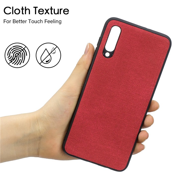 Para Samsung Galaxy A50 Denim TPU + PU Cubierta De La Caja Del Teléfono De Cuero - Rojo-5