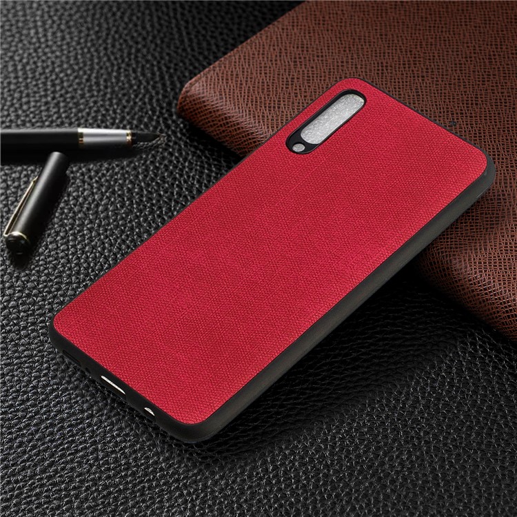 Para Samsung Galaxy A50 Denim TPU + PU Cubierta De La Caja Del Teléfono De Cuero - Rojo-7