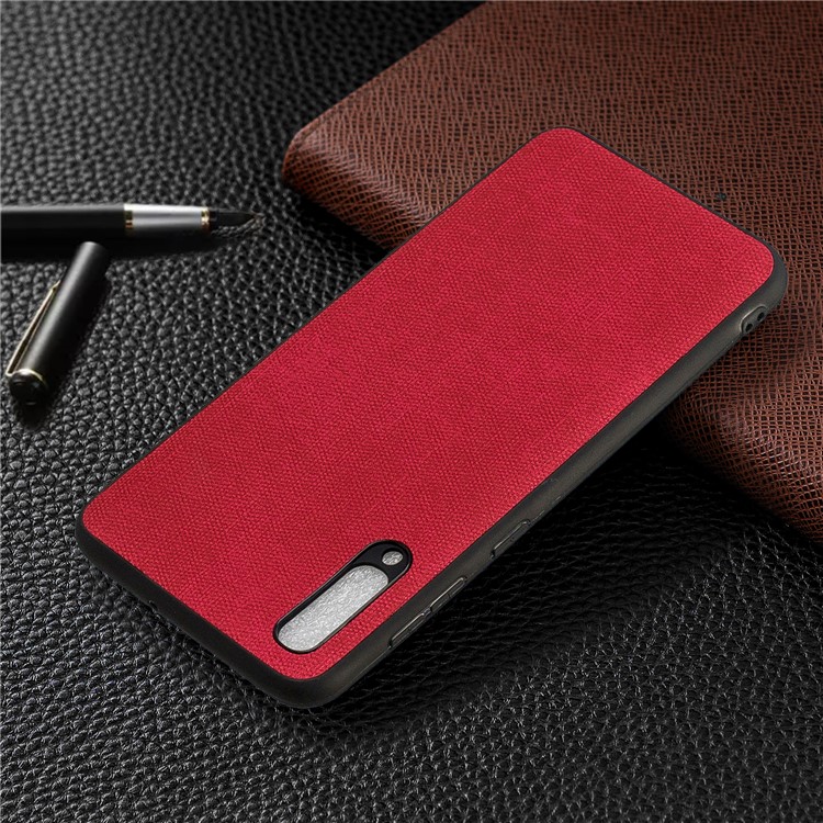 Para Samsung Galaxy A50 Denim TPU + PU Cubierta De La Caja Del Teléfono De Cuero - Rojo-8