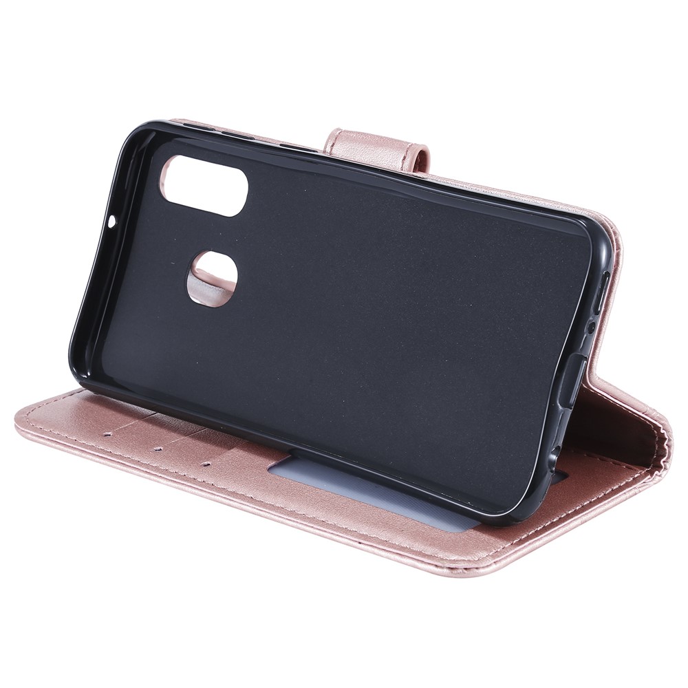 Impressão Mandola Flor Stand Carteira de Couro Para Samsung Galaxy A20e - Rosa