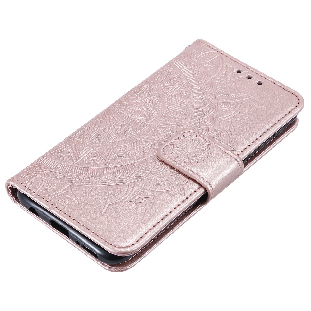 Imprint Mandala Flower Stand Wallet Leather Case for Samsung Galaxy A20e - Pink-7