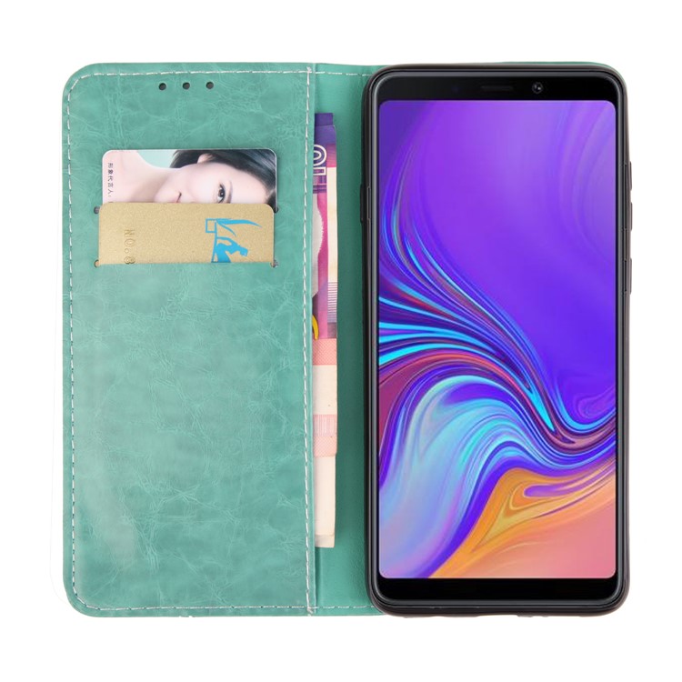 Dove of Peace Pattern Leather Wallet Case for Samsung Galaxy A9 (2018) - Green-2