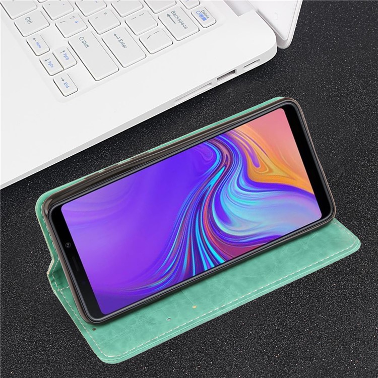 Dove of Peace Pattern Leather Wallet Case for Samsung Galaxy A9 (2018) - Green-5