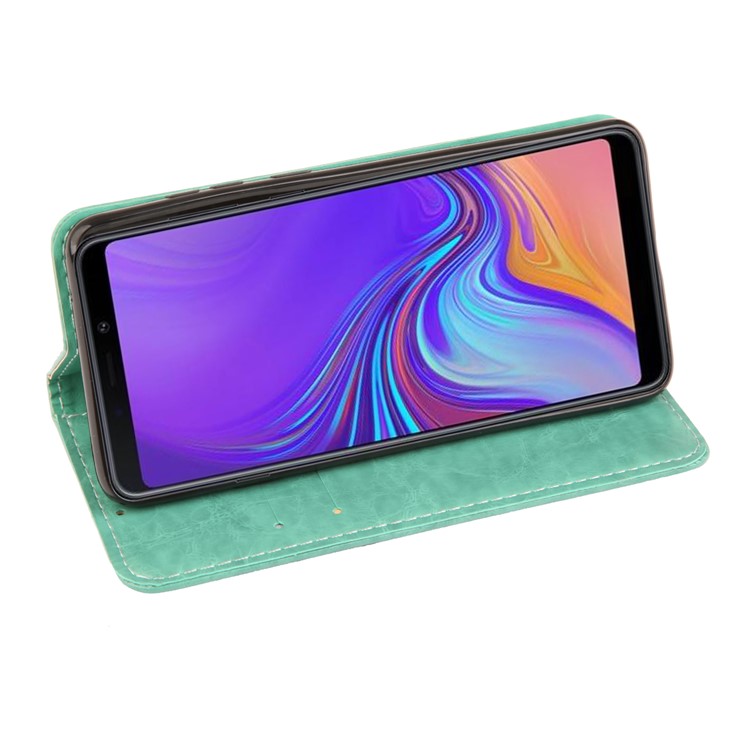 Dove of Peace Pattern Leather Wallet Case for Samsung Galaxy A9 (2018) - Green-7