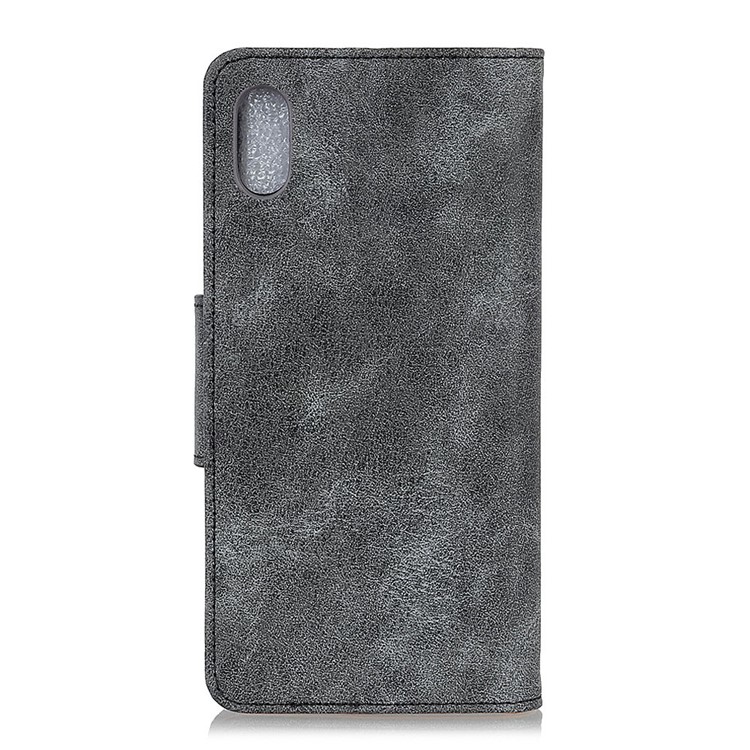 Vintage Style Leather Wallet Case for Samsung Galaxy A10e - Grey-3