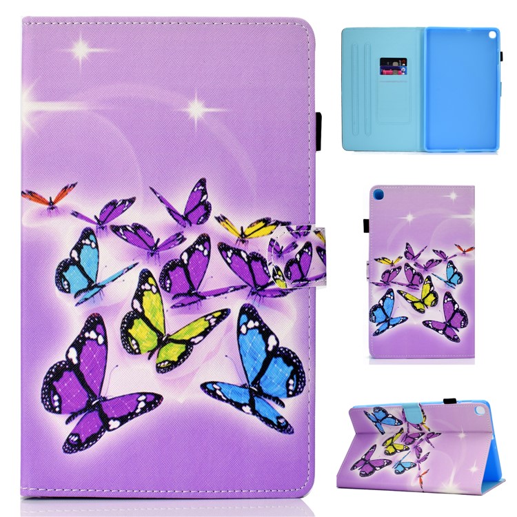 Pattern Printing PU Leather Flip Stand Case for Samsung Galaxy Tab S5e SM-T720 - Colorful Butterflies-1