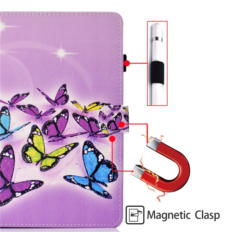 Pattern Printing Card Holder Leather Shell for Samsung Galaxy Tab A 10.1 (2019) T510/T515 - Butterfly-11