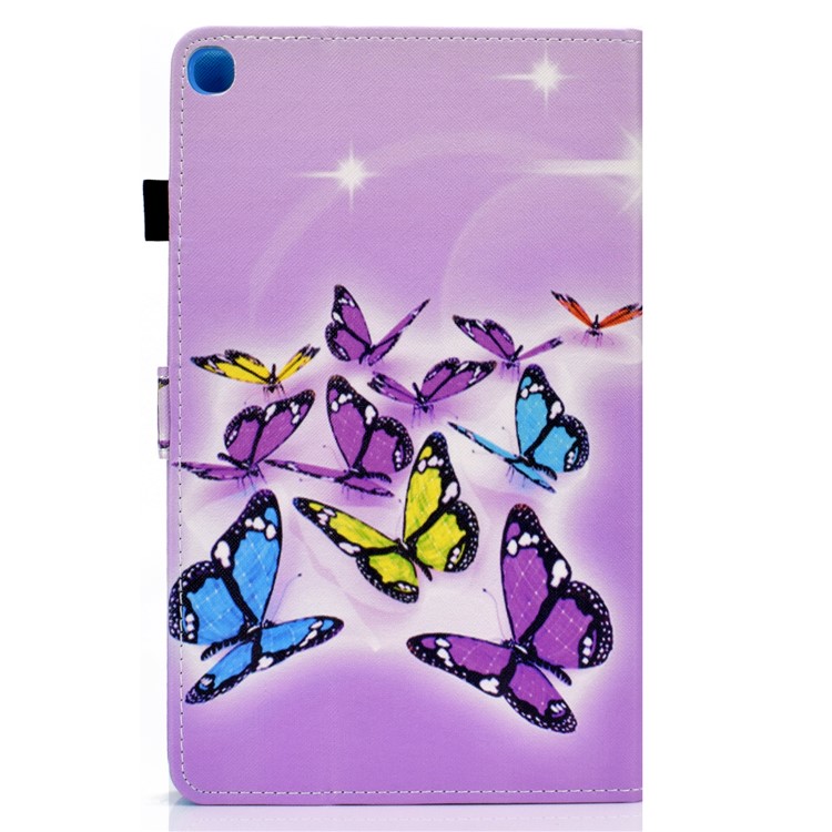 Soporte de Tarjetas de Impresión de Patrones Con Cáscara de Cuero Para Samsung Galaxy Tab A 10.1 (2019) T510/T515 - Mariposa-3